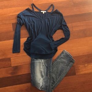 Express one eleven small cold shoulder long sleeve
